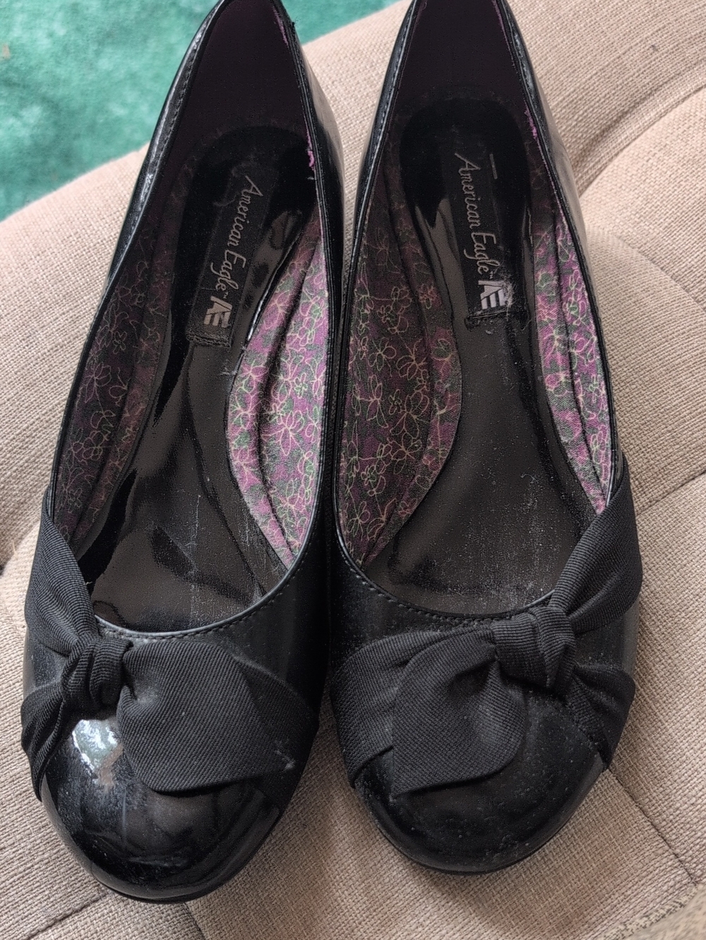 American Eagle Outfitters Black Bow Flats